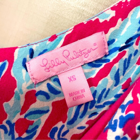 Lilly Pulitzer Pink And Blue Coral Print V Neck Maxi Dress Sz XS - Picture 7 of 9